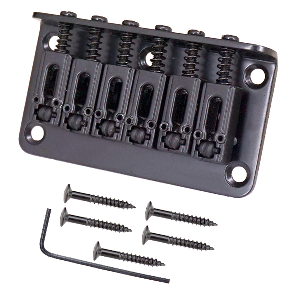 Guitar Bridge Roller 6 Saddles 1 Wrench 5 Screws for Electric Guitar - Black