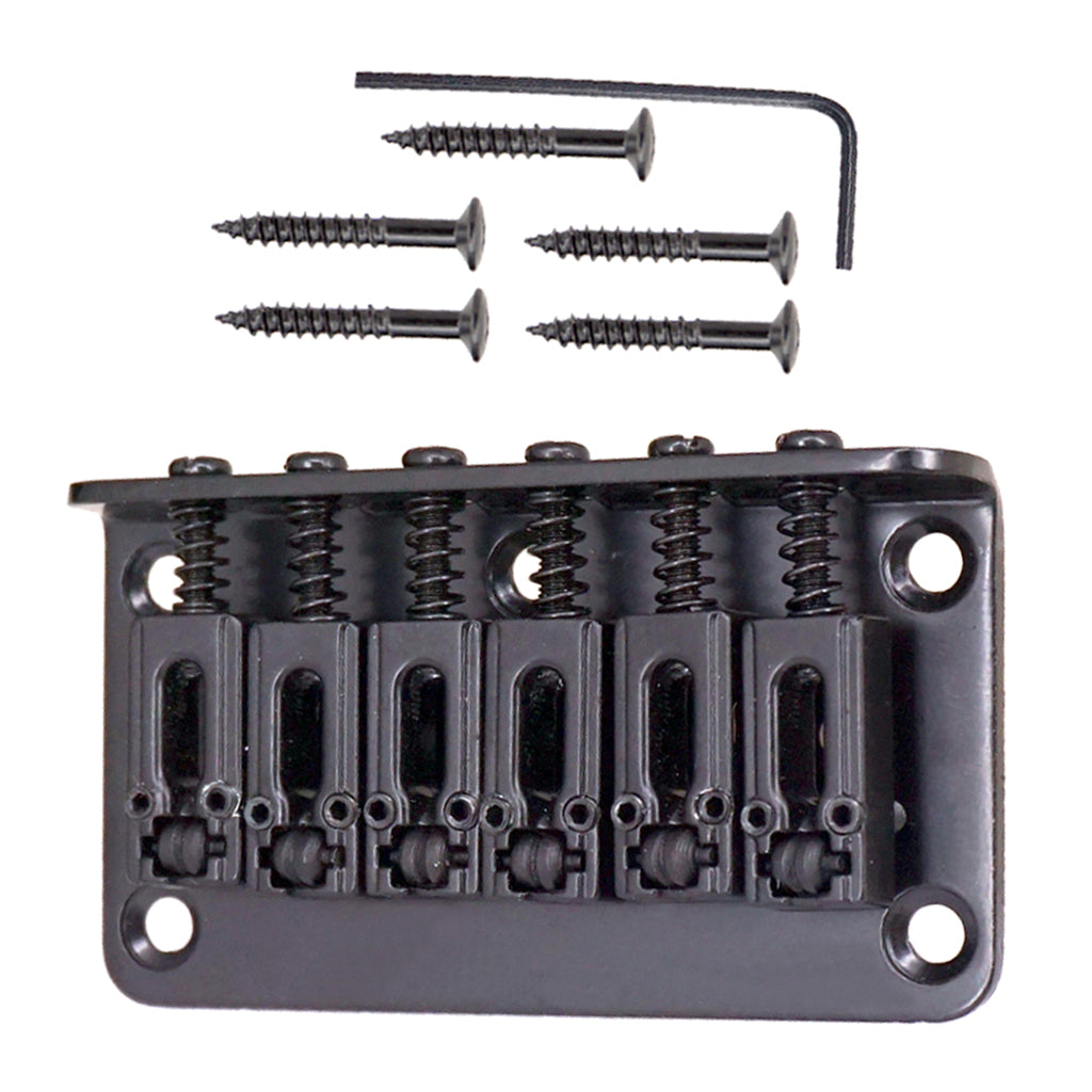 Guitar Bridge Roller 6 Saddles 1 Wrench 5 Screws for Electric Guitar - Black