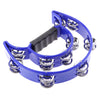 Hand Held Tambourine Double Row Metal Jingles Musical Percussion Gift - Blue