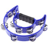 Hand Held Tambourine Double Row Metal Jingles Musical Percussion Gift - Blue