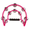 Hand Held Tambourine Double Row Metal Jingles Musical Percussion Toy Fushcia