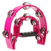 Hand Held Tambourine Double Row Metal Jingles Musical Percussion Toy Fushcia