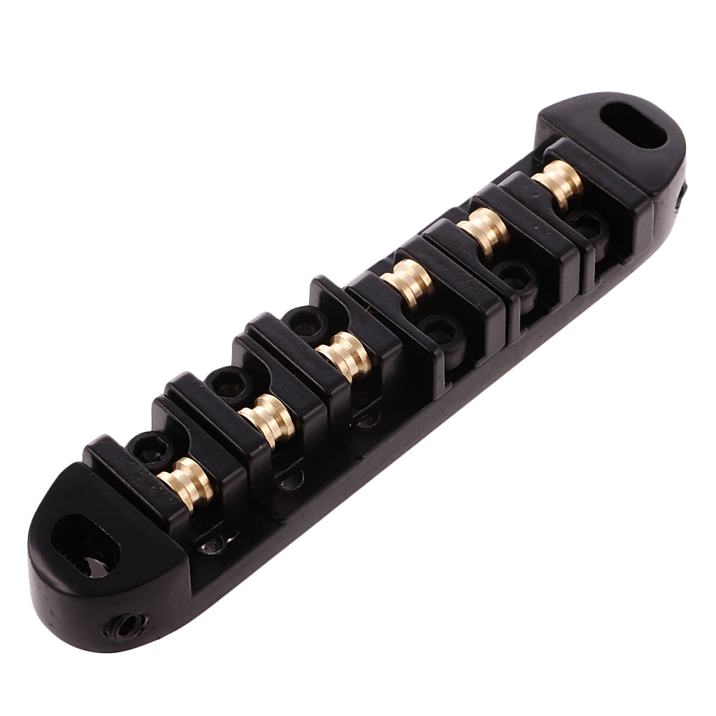 Locking Roller Saddle Bridge Set For LP Guitar Black