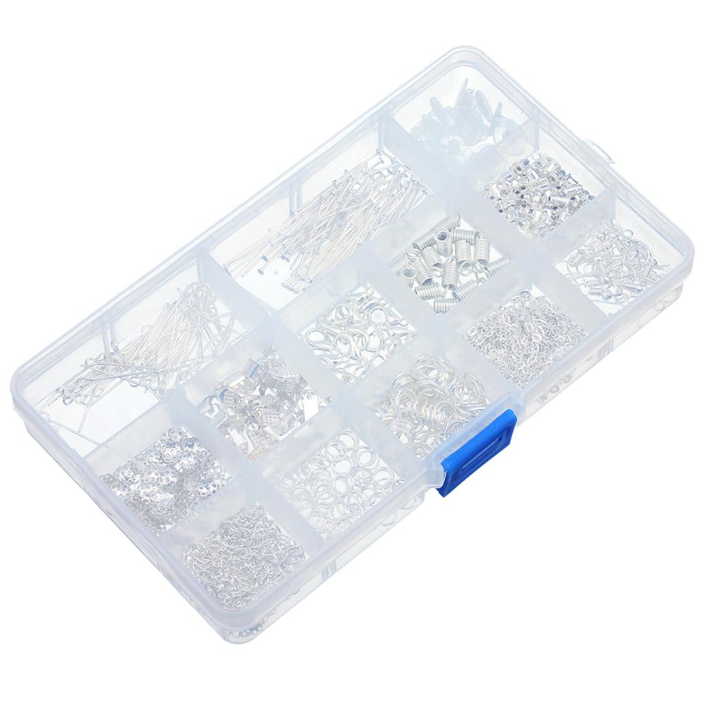 580pcs/box DIY Jewelry Findings Accessories Jump Ring Lobster Clasp Sliver