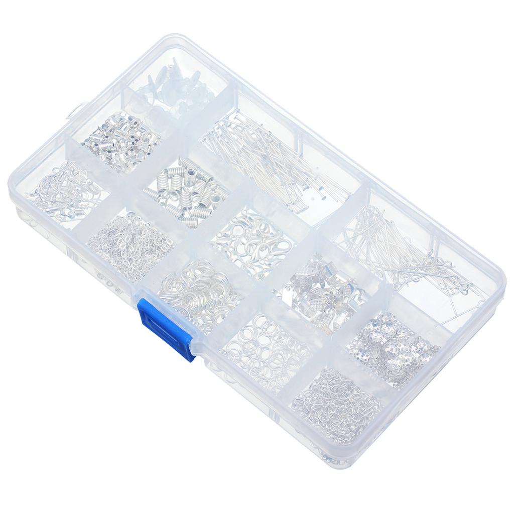 580pcs/box DIY Jewelry Findings Accessories Jump Ring Lobster Clasp Sliver