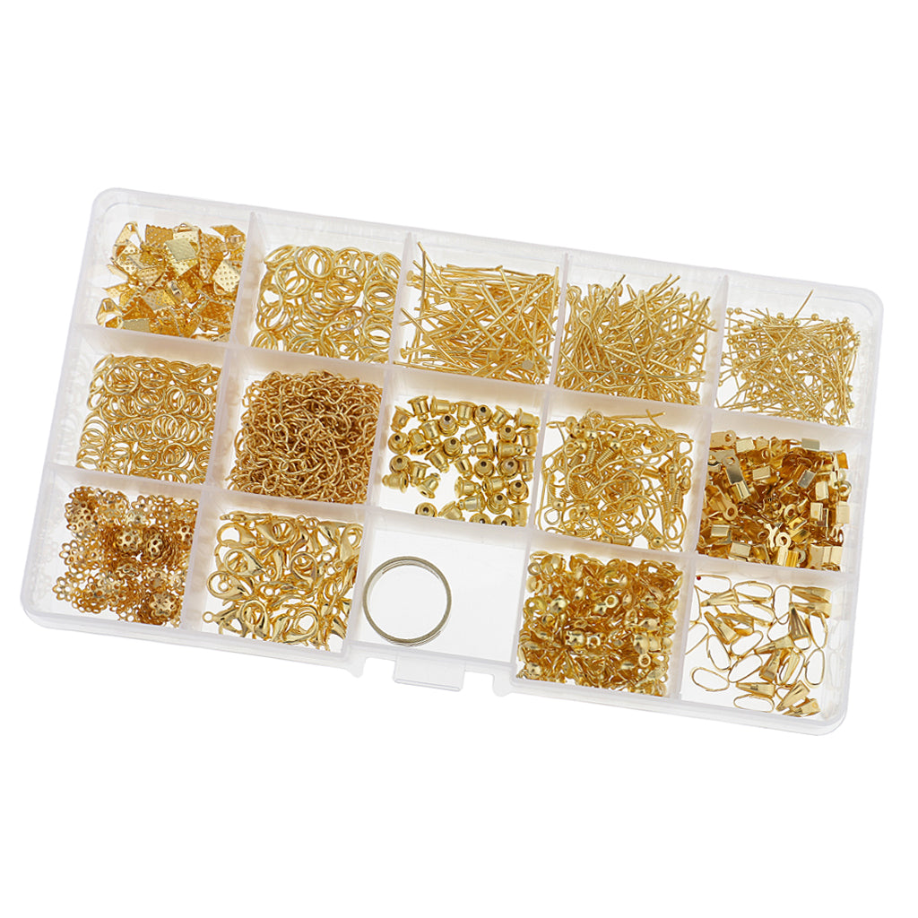 Jewelry Making Starter Kit Tool Findings Components Storage Box Gold