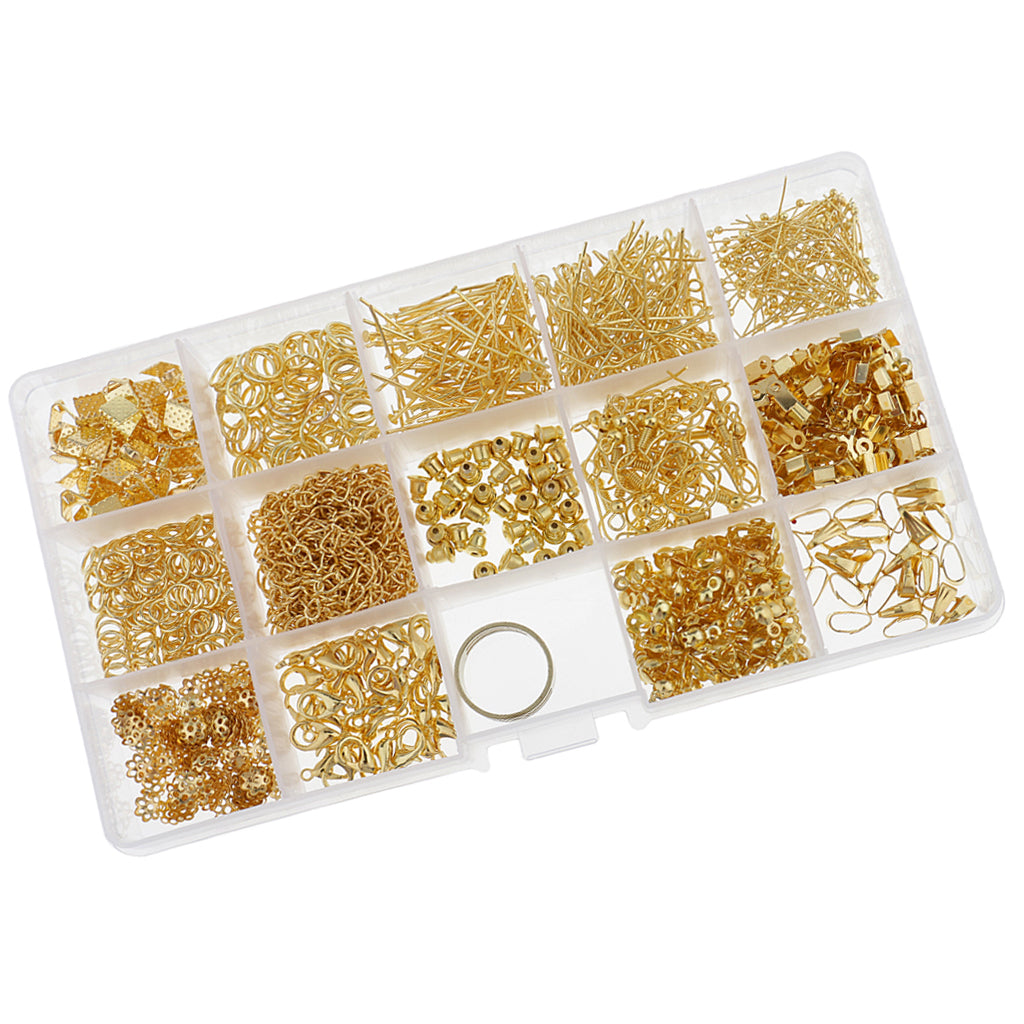 Jewelry Making Starter Kit Tool Findings Components Storage Box Gold