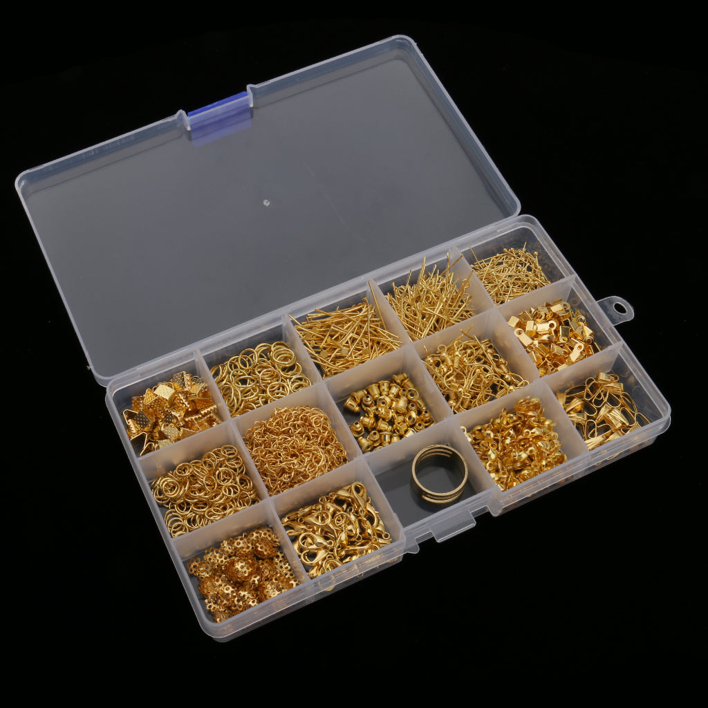 Jewelry Making Starter Kit Tool Findings Components Storage Box Gold