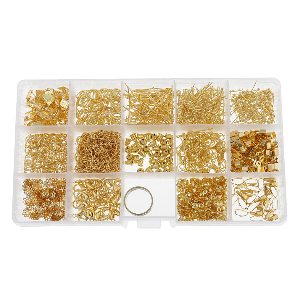 Jewelry Making Starter Kit Tool Findings Components Storage Box Gold