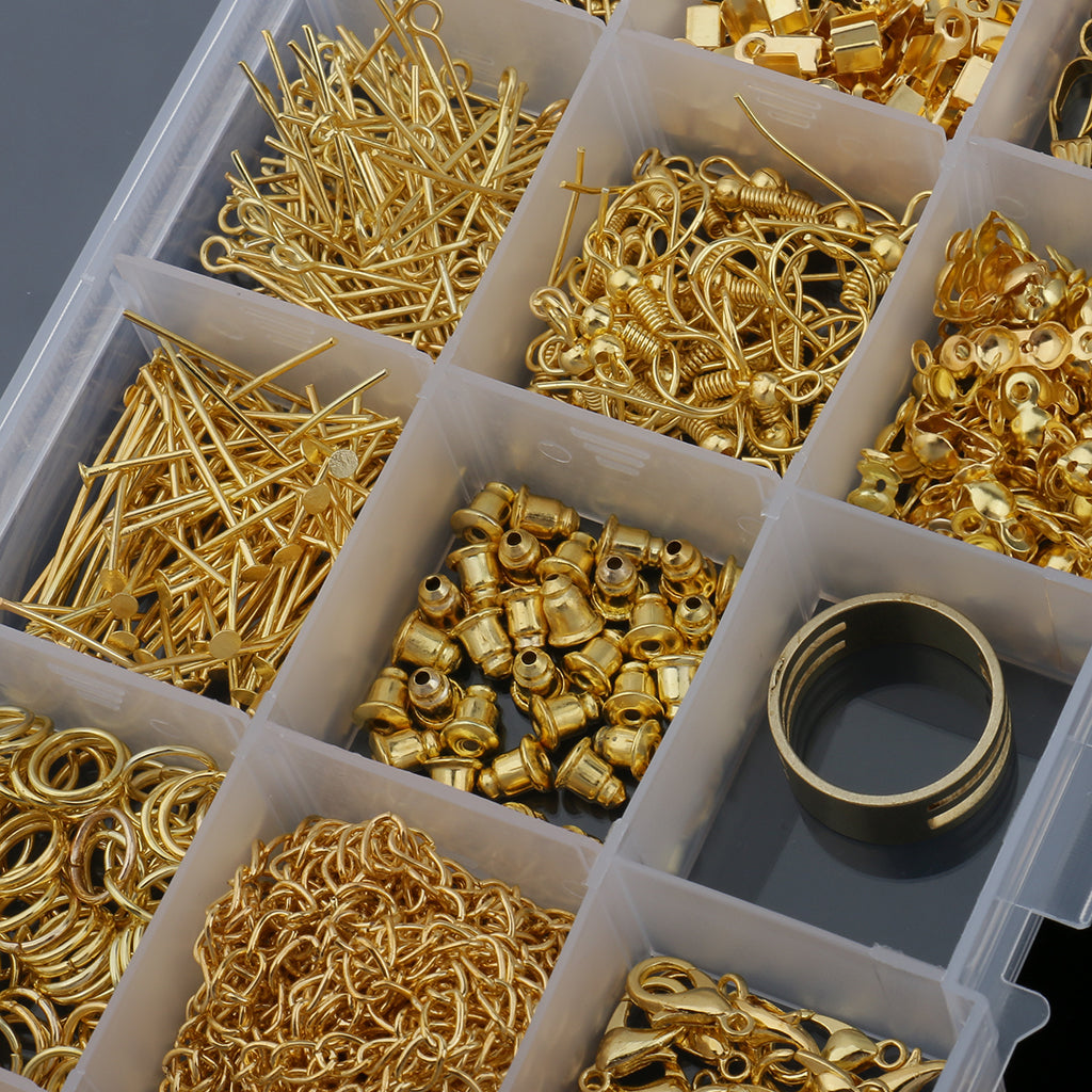 Jewelry Making Starter Kit Tool Findings Components Storage Box Gold