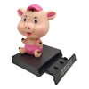 Nodding Lucky Pig Figure Doll with Phone Holder Car Auto Interior Decor Pink