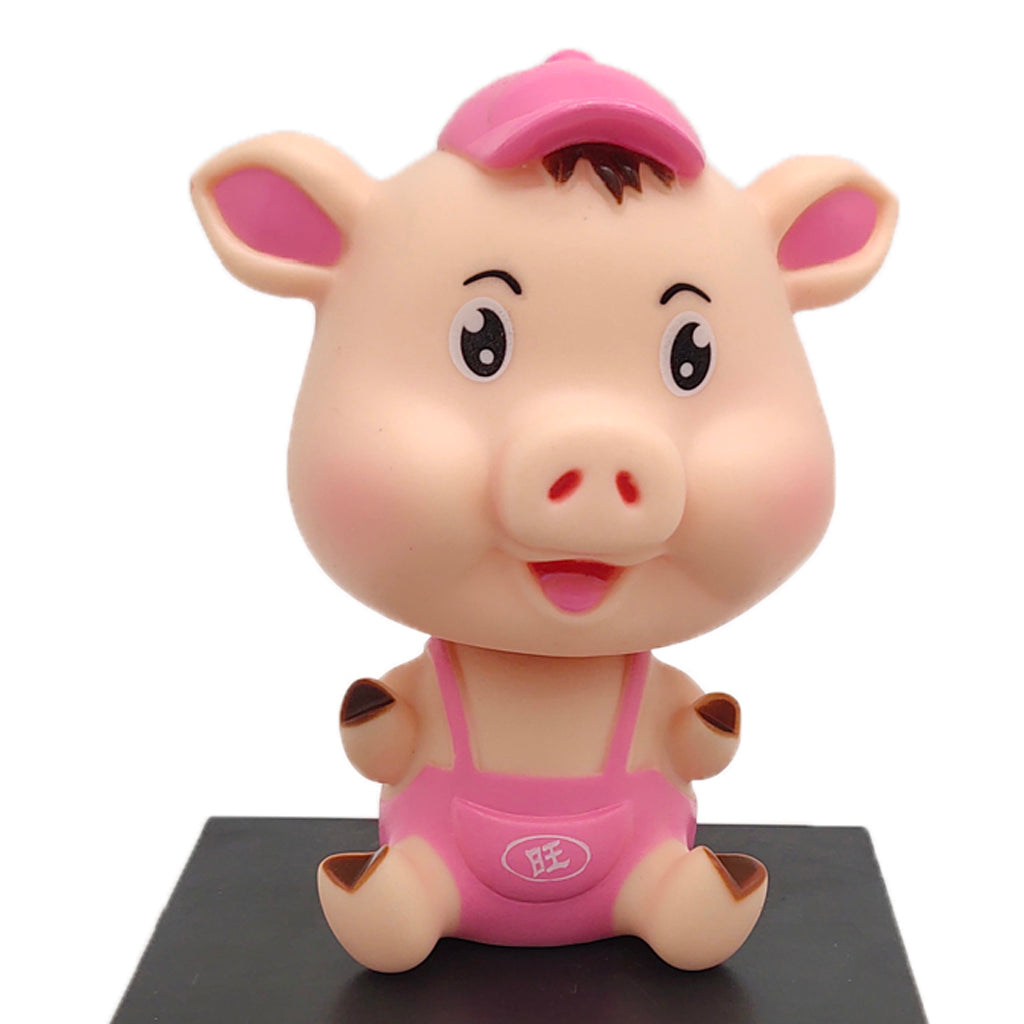 Nodding Lucky Pig Figure Doll with Phone Holder Car Auto Interior Decor Pink