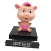 Nodding Lucky Pig Figure Doll with Phone Holder Car Auto Interior Decor Pink