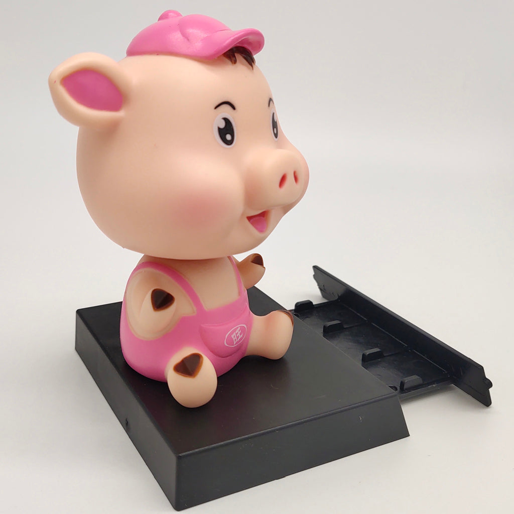 Nodding Lucky Pig Figure Doll with Phone Holder Car Auto Interior Decor Pink