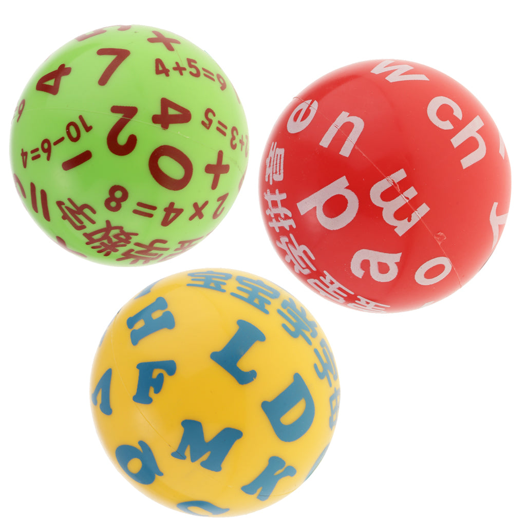 Pack of 3 3 Inch PVC Bouncy Ball Toy Set for Kids Babies  Alphabet