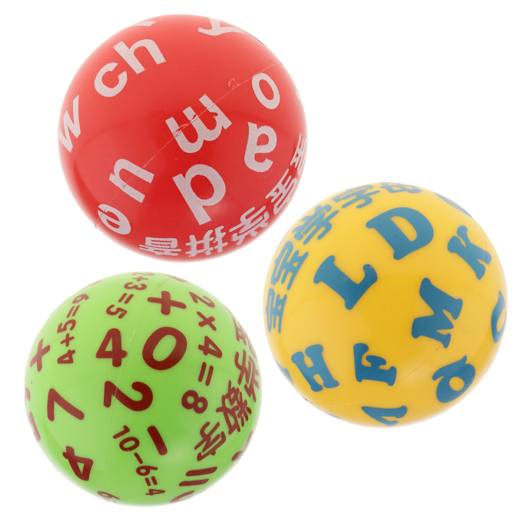 Pack of 3 3 Inch PVC Bouncy Ball Toy Set for Kids Babies  Alphabet