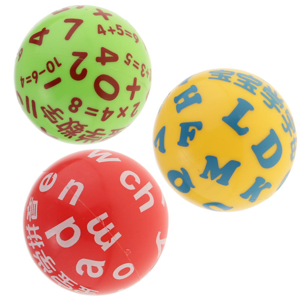 Pack of 3 3 Inch PVC Bouncy Ball Toy Set for Kids Babies  Alphabet