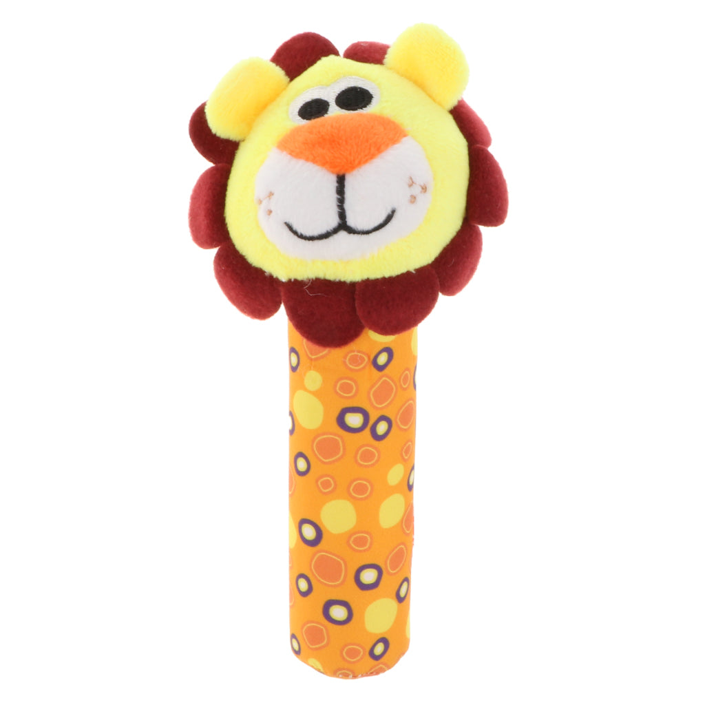 Cute Stuffed Animal Baby Soft Plush Hand Rattle Squeaker Stick Toy Lion