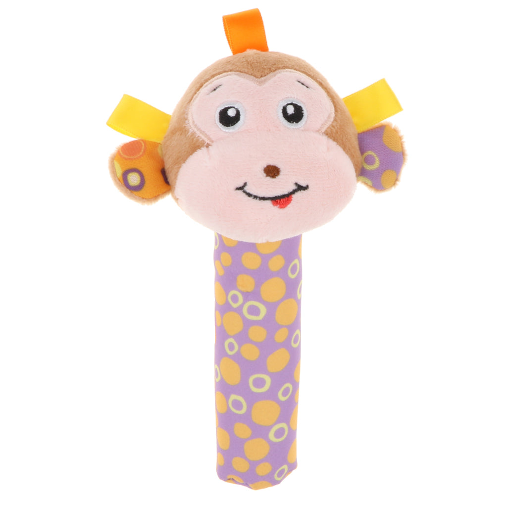 Cute Stuffed Animal Baby Soft Plush Hand Rattle Squeaker Stick Toy Monkey