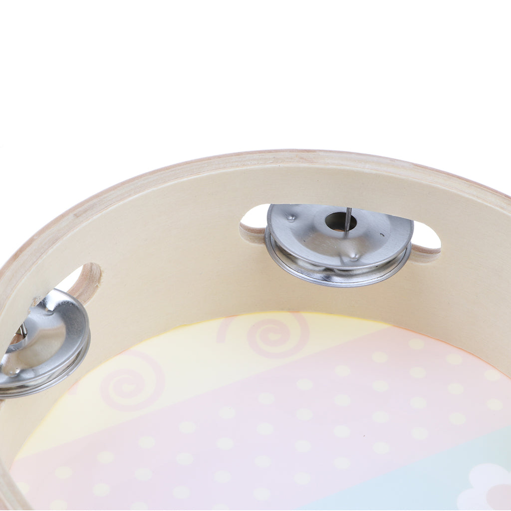 Cartoon Hand Held Tambourine Kids Musical Educational Toy White Flower