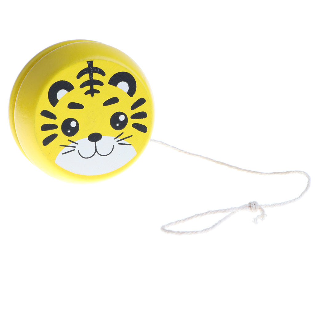 Wooden Cartoon Classic Yoyo Ball Bearing String Spin Toy Kids Gift Tiger