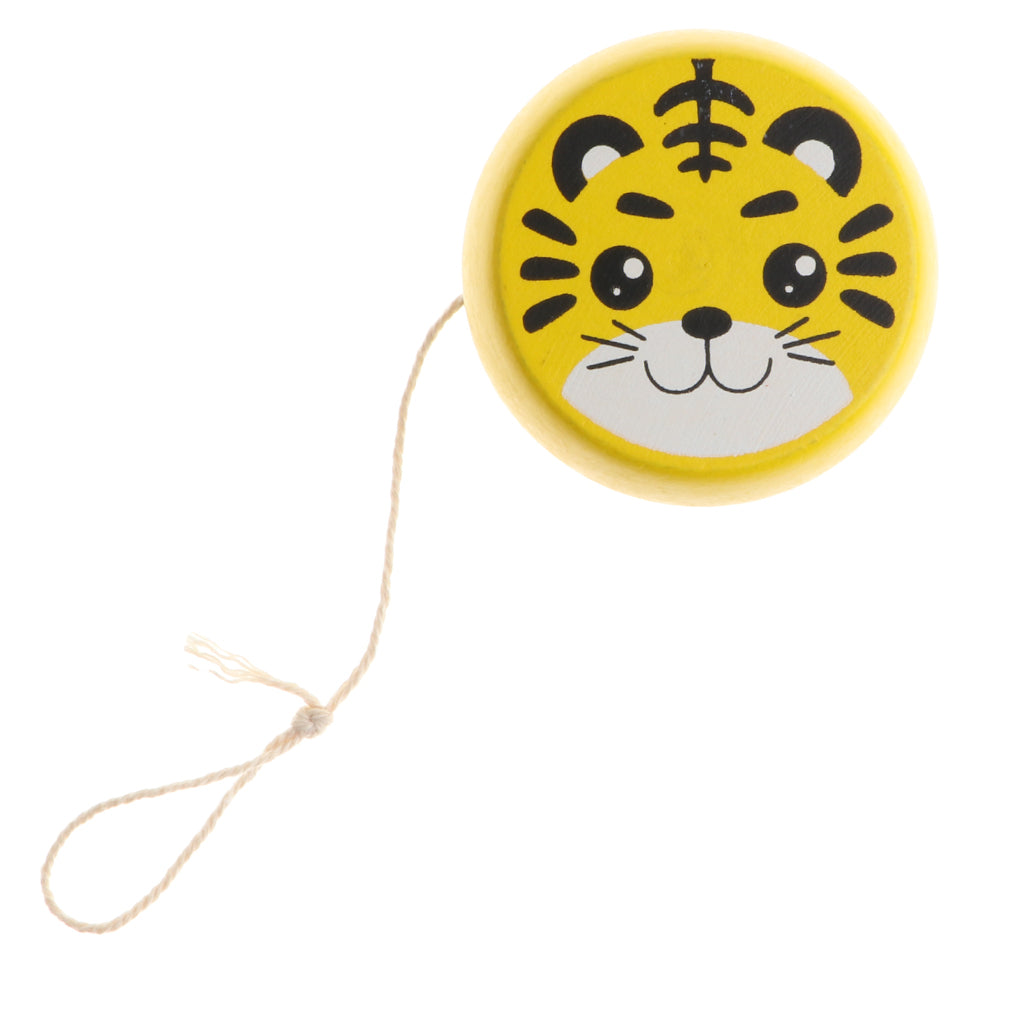 Wooden Cartoon Classic Yoyo Ball Bearing String Spin Toy Kids Gift Tiger