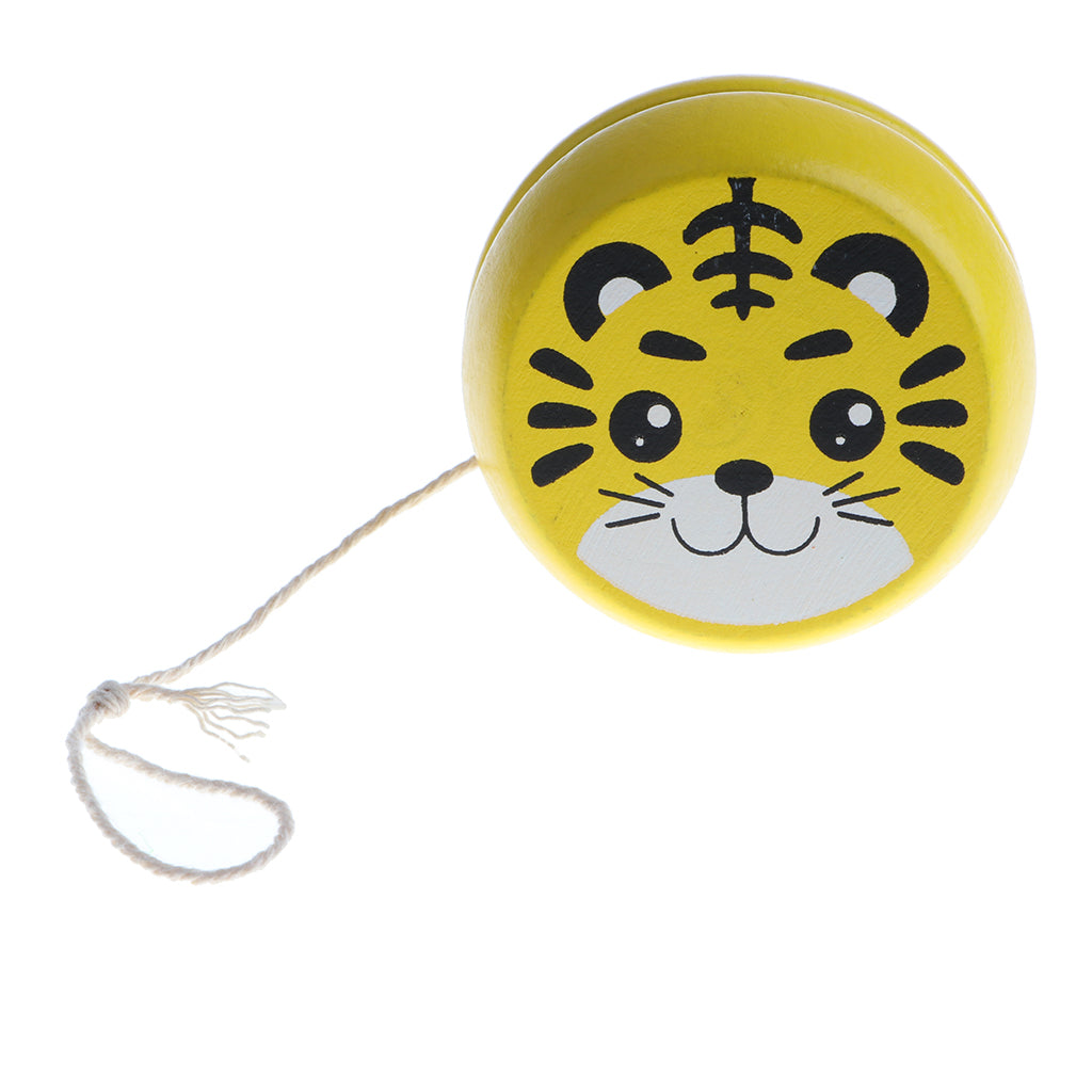 Wooden Cartoon Classic Yoyo Ball Bearing String Spin Toy Kids Gift Tiger