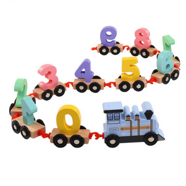 Mini Digital Train Wooden 0 to 9 Number Educational Baby Toys Xmas Gift Blue