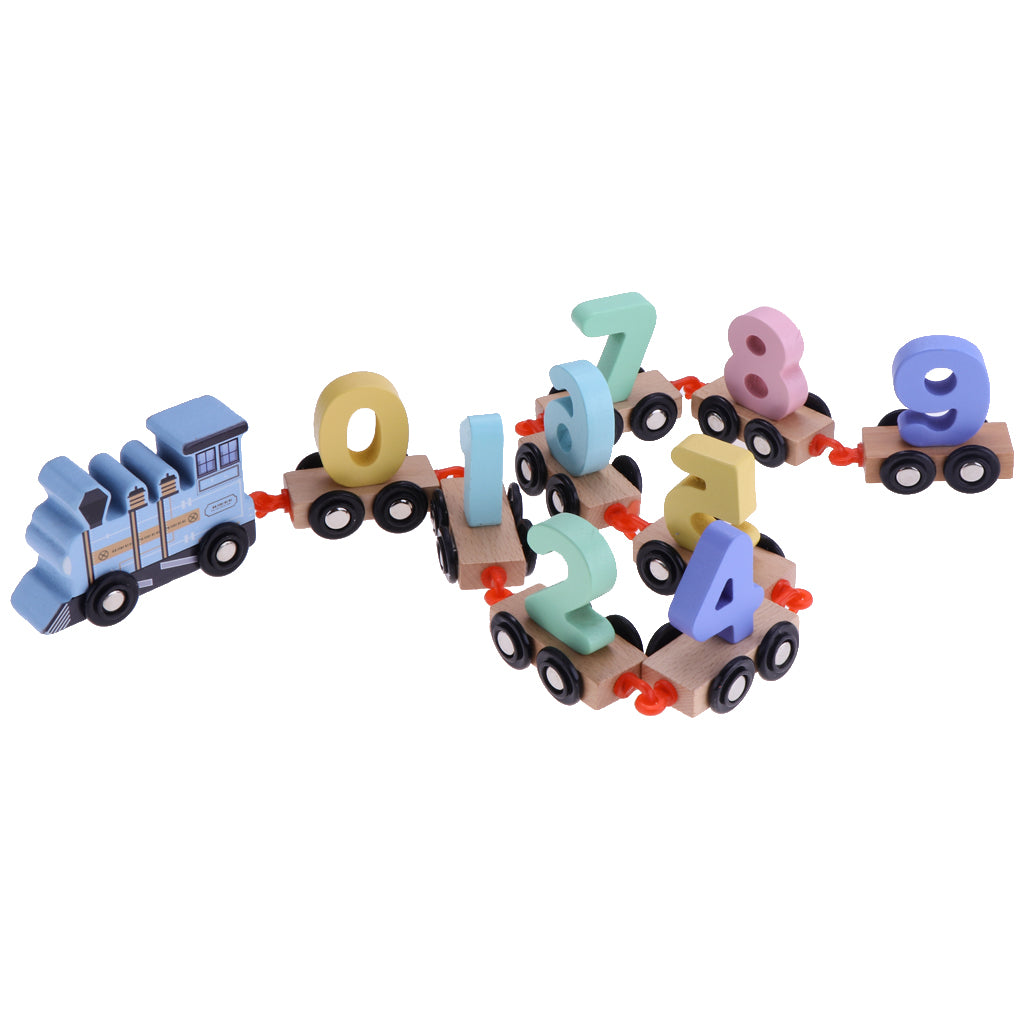 Mini Digital Train Wooden 0 to 9 Number Educational Baby Toys Xmas Gift Blue