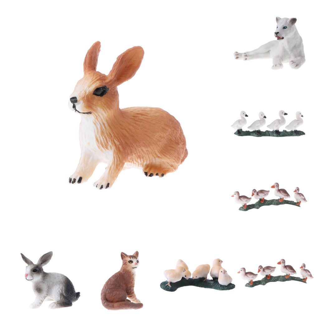 Simulation Animal Model Action Figures Kids Toy Gift Gray Rabbit