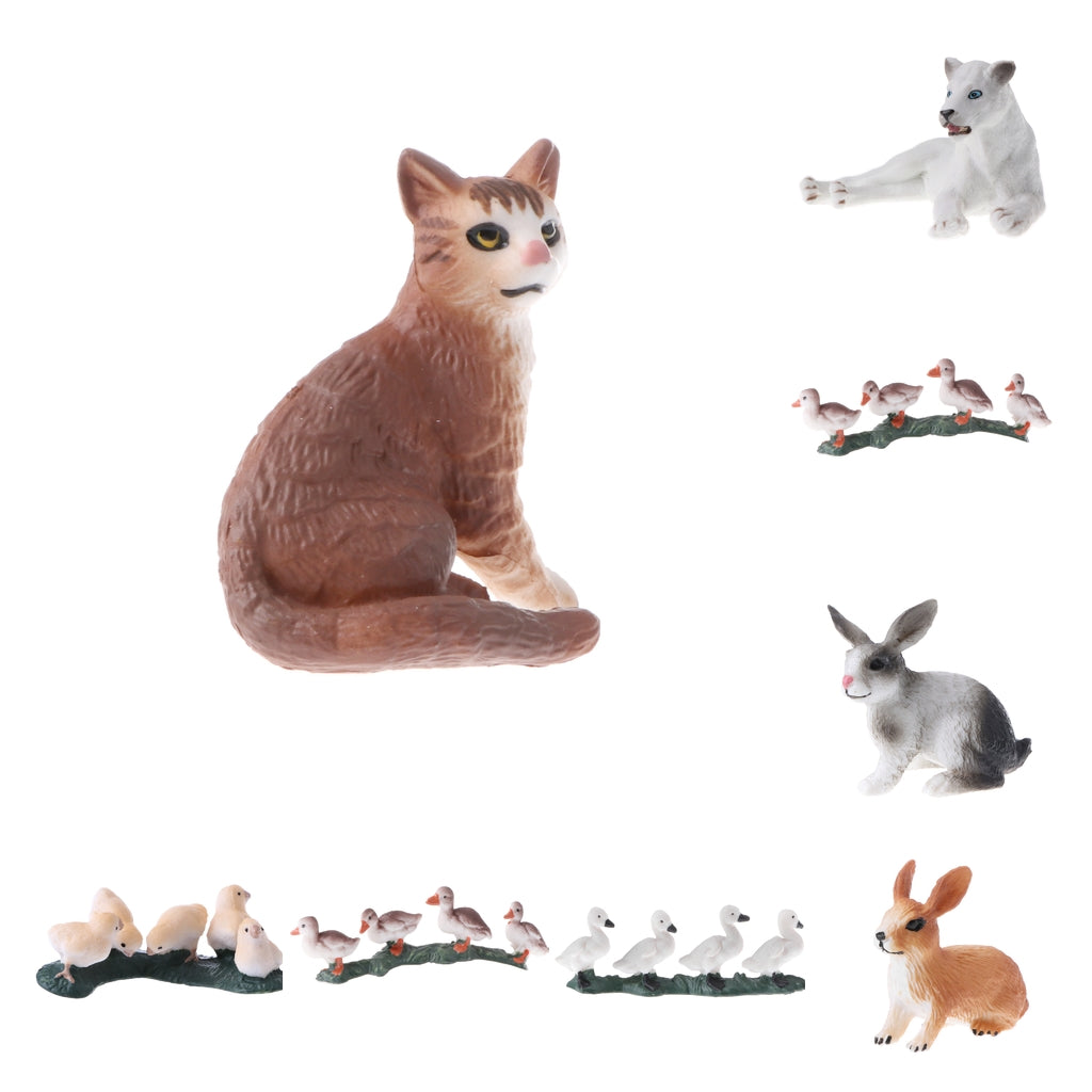 Simulation Animal Model Action Figures Kids Toy Gift Gray Rabbit