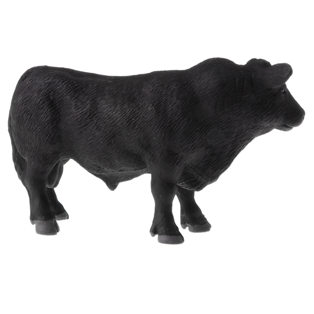Realistic Animal Model Figures Kids Educational Toy Gift Black Angus Bull