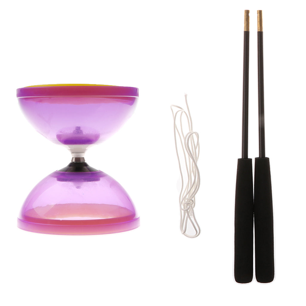 Plastic Juggling Toys 1-Bearing Diabolo with Handsticks & String Purple