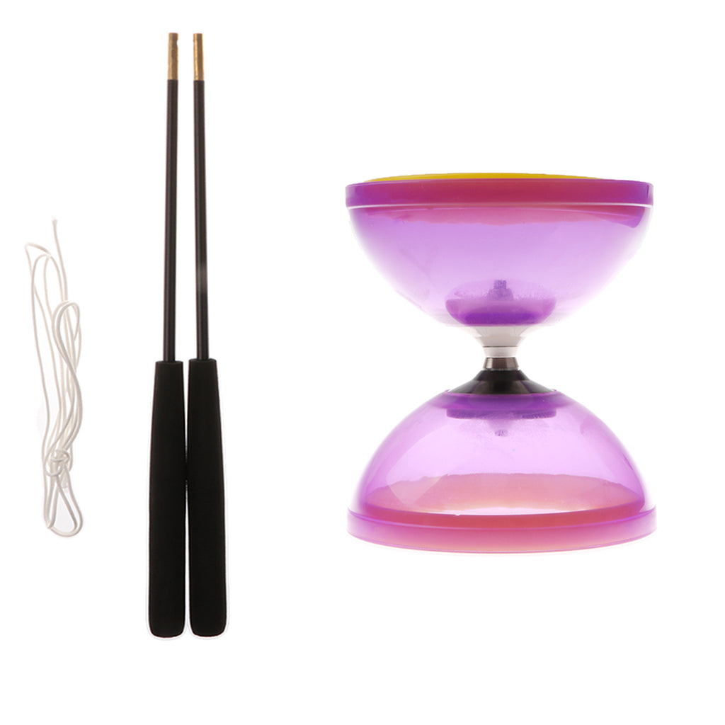 Plastic Juggling Toys 1-Bearing Diabolo with Handsticks & String Purple