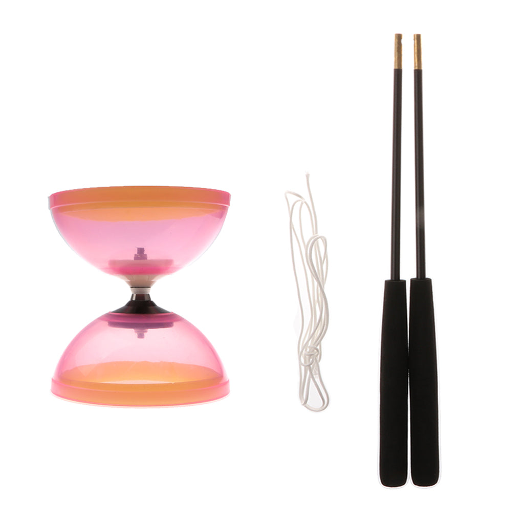 Plastic Juggling Toys 1-Bearing Diabolo with Handsticks & String Pink