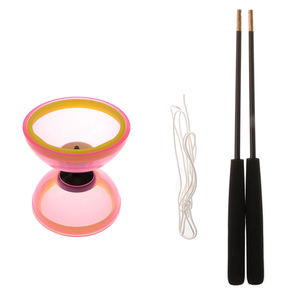 Plastic Juggling Toys 1-Bearing Diabolo with Handsticks & String Pink