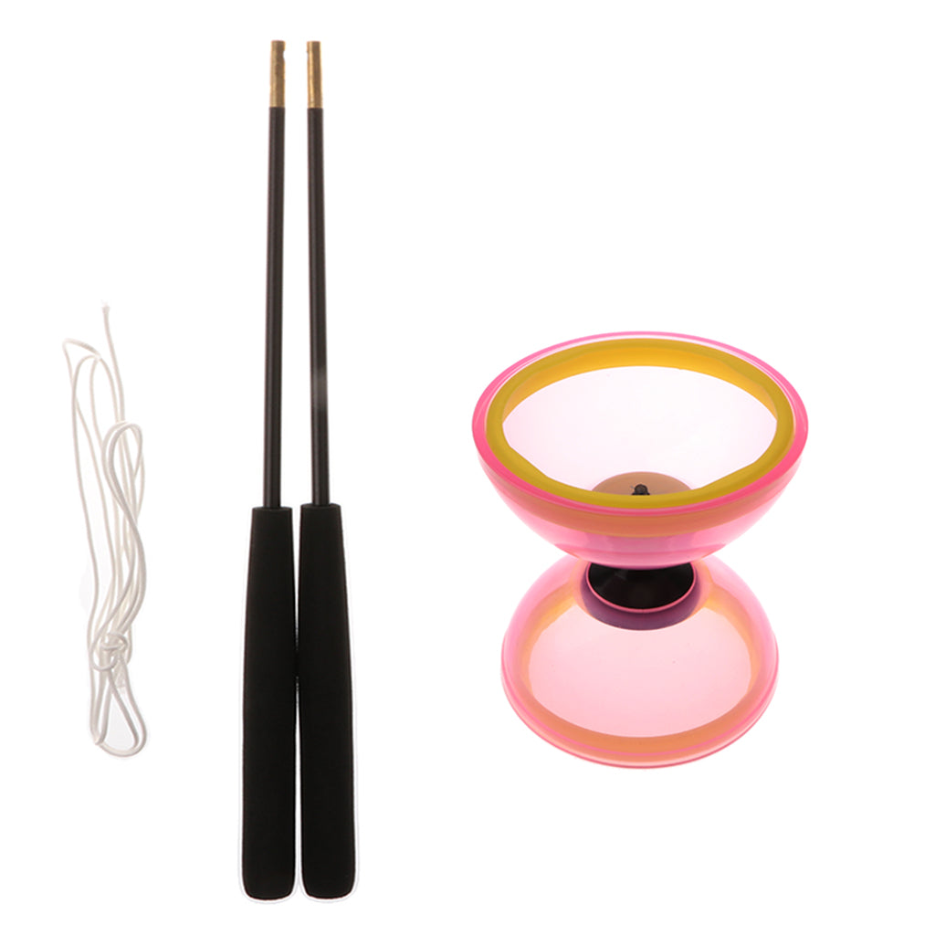 Plastic Juggling Toys 1-Bearing Diabolo with Handsticks & String Pink