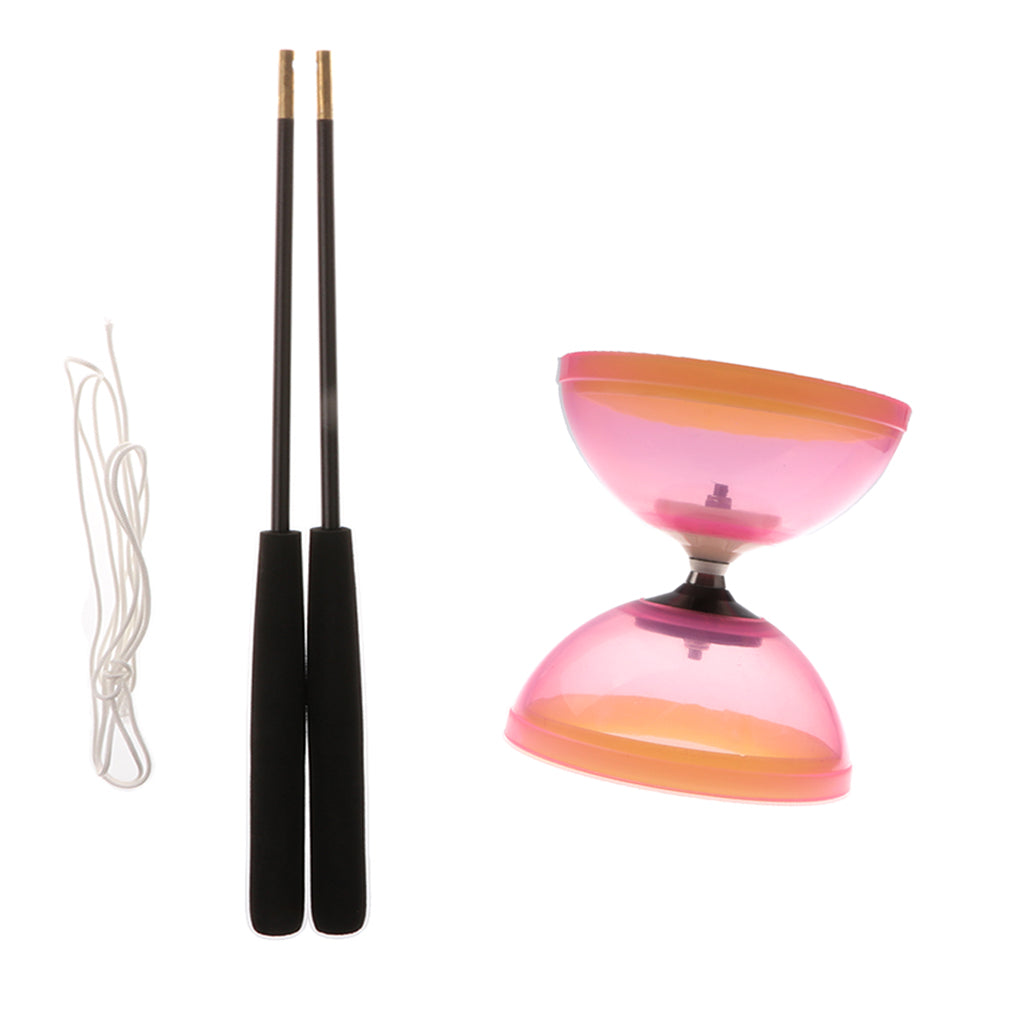 Plastic Juggling Toys 1-Bearing Diabolo with Handsticks & String Pink