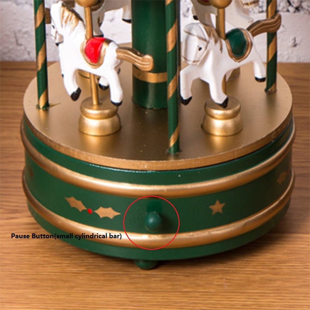 Classic Carousel Horse Music Box Toy Wind Up Christmas Decor Xmas Gift Green