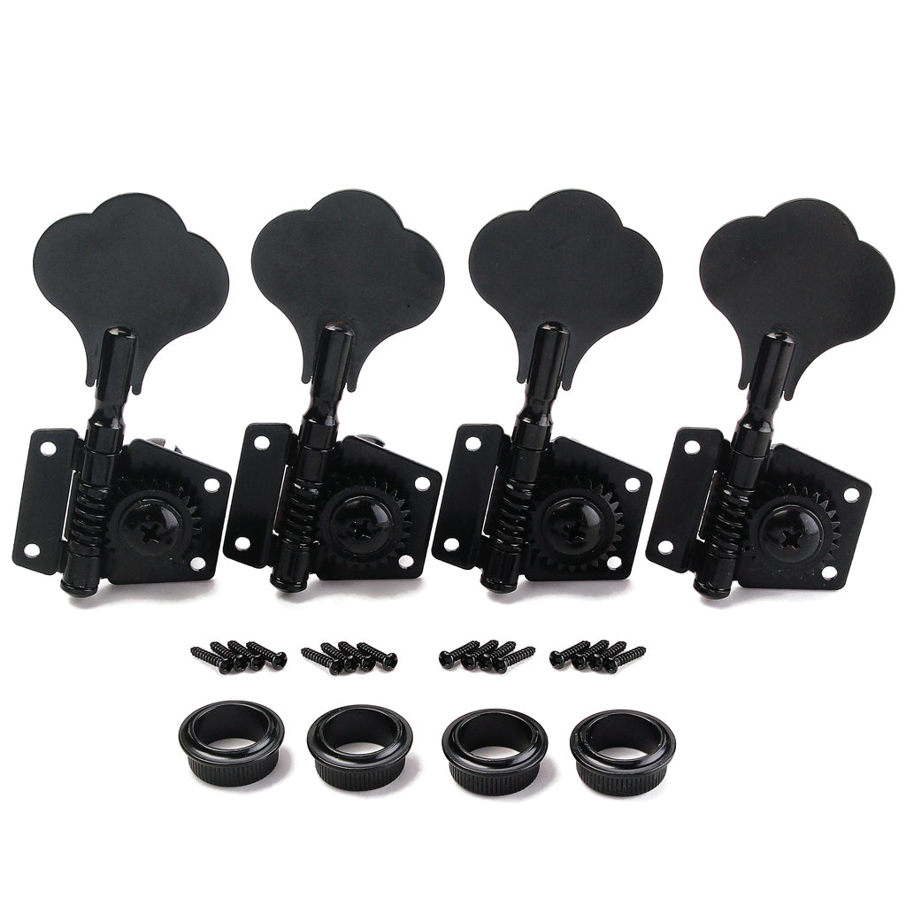 4 Pcs Right Handed Machine Head Tuners Tuning Pegs for Bass Guitar Black