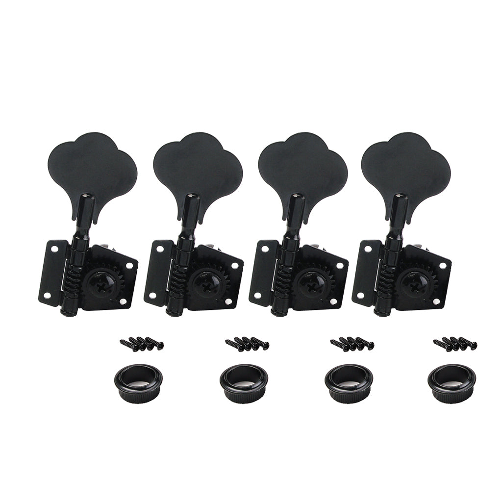 4 Pcs Right Handed Machine Head Tuners Tuning Pegs for Bass Guitar Black