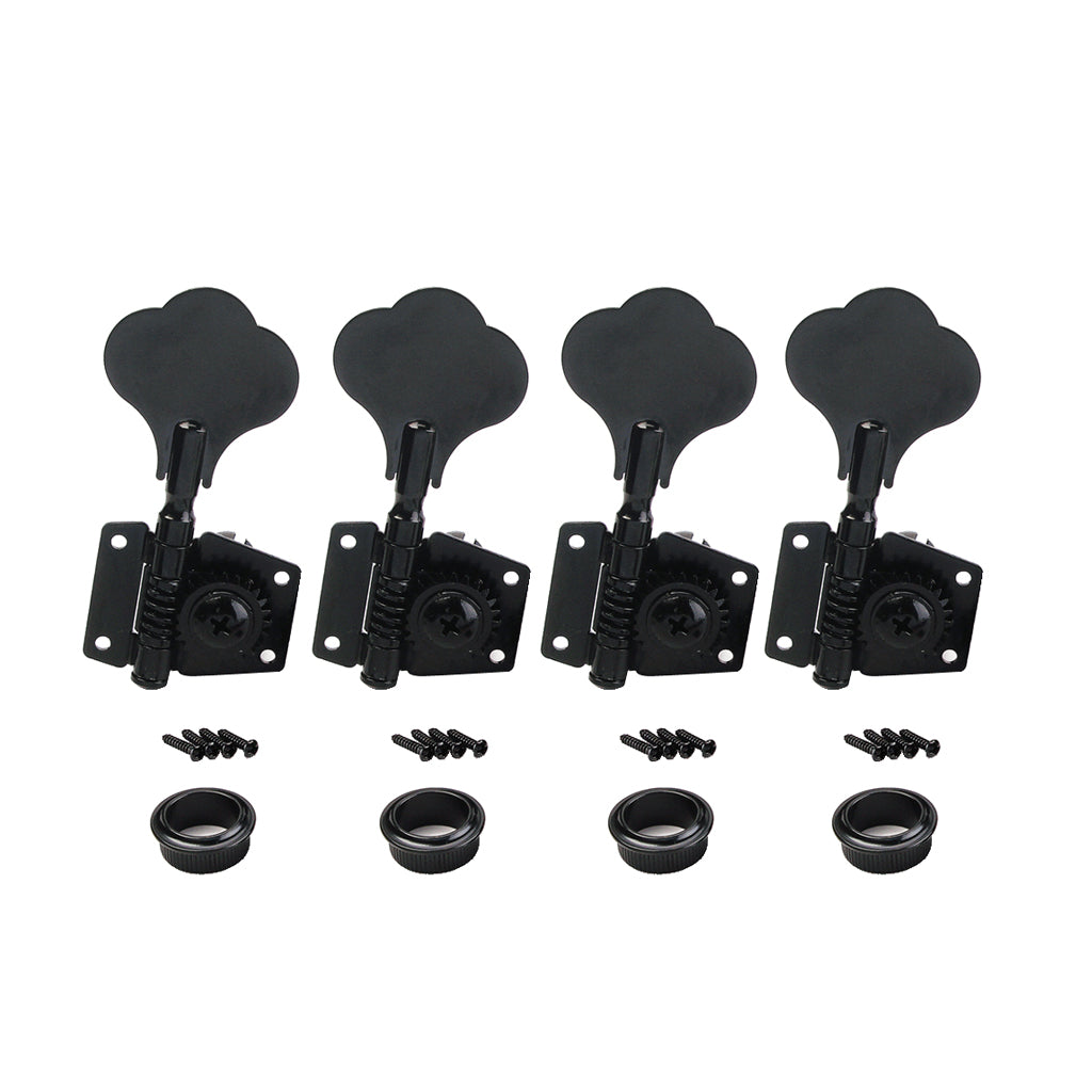 4 Pcs Right Handed Machine Head Tuners Tuning Pegs for Bass Guitar Black