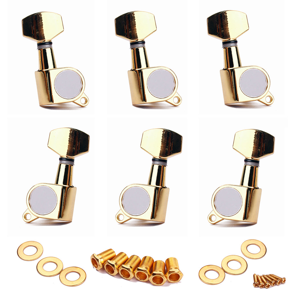 Electric Folk Guitar Tuning Pegs Tuners Machine Head Inline Golden 6R