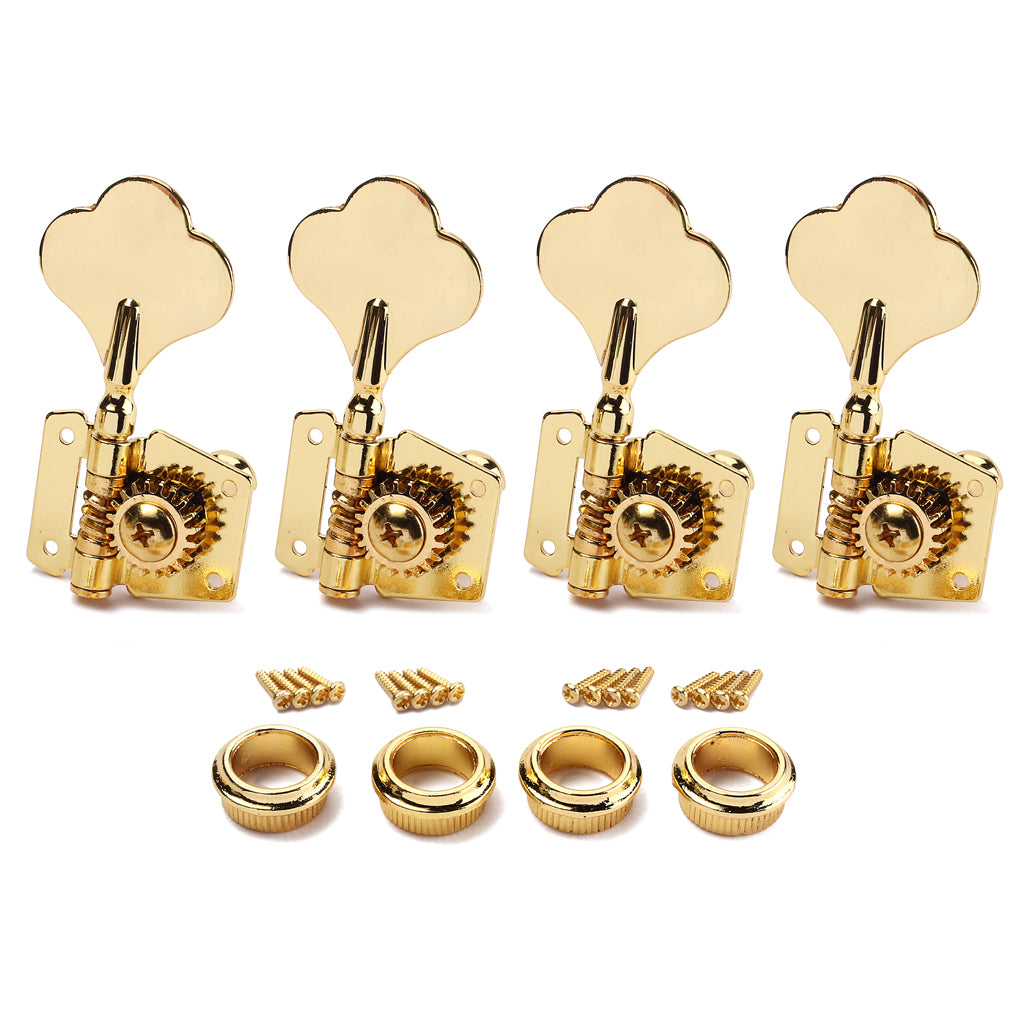 Pack of 4 Pcs Open Right Handed Tuner Tuning Pegs Set for Bass Guitar Golden