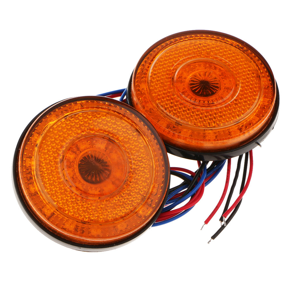 24SMD Car Round Tail Lights Turn Singal Light Lamp ATV LED Reflector Yellow