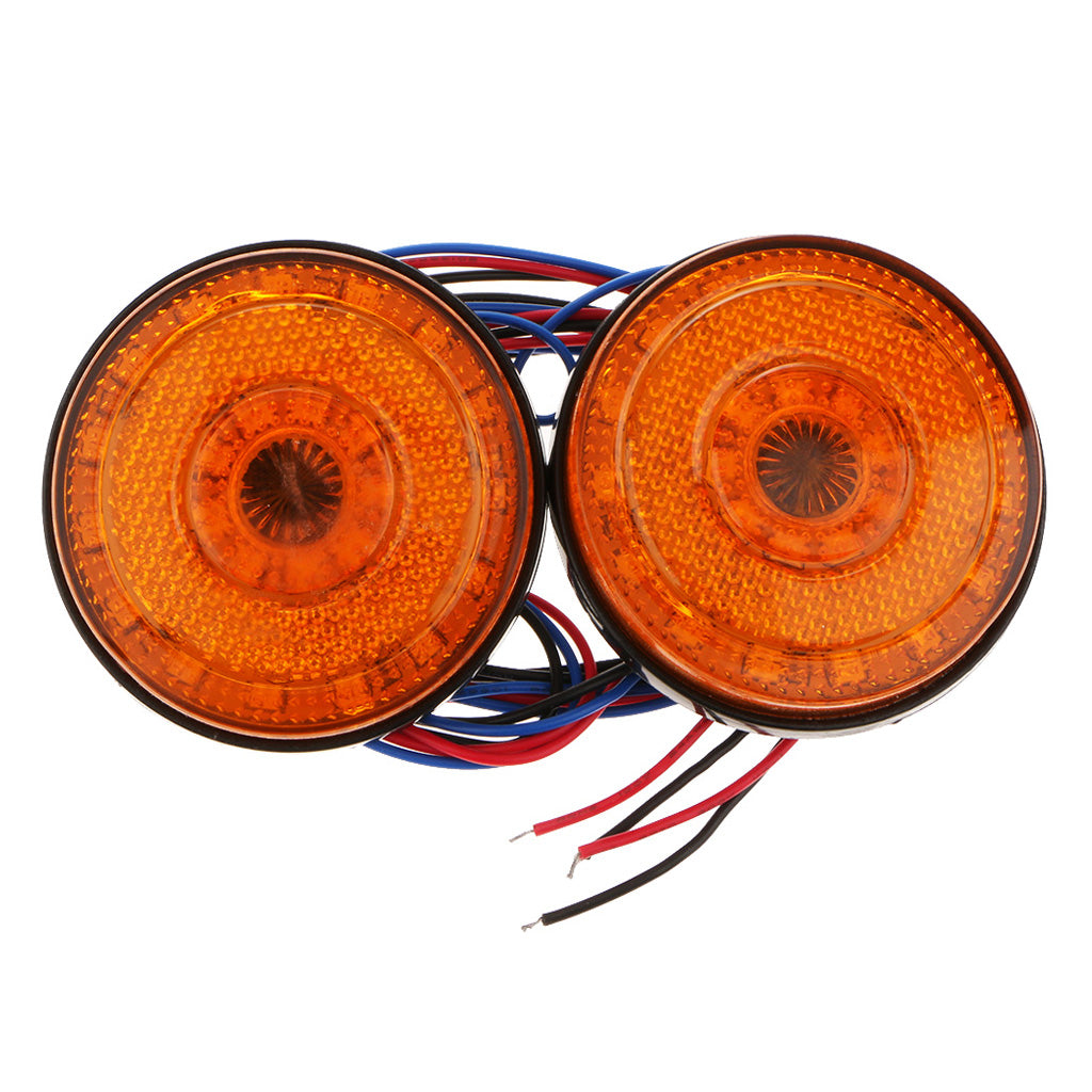 24SMD Car Round Tail Lights Turn Singal Light Lamp ATV LED Reflector Yellow