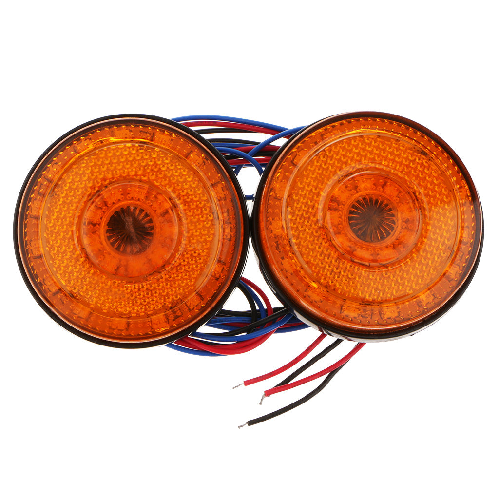 24SMD Car Round Tail Lights Turn Singal Light Lamp ATV LED Reflector Yellow