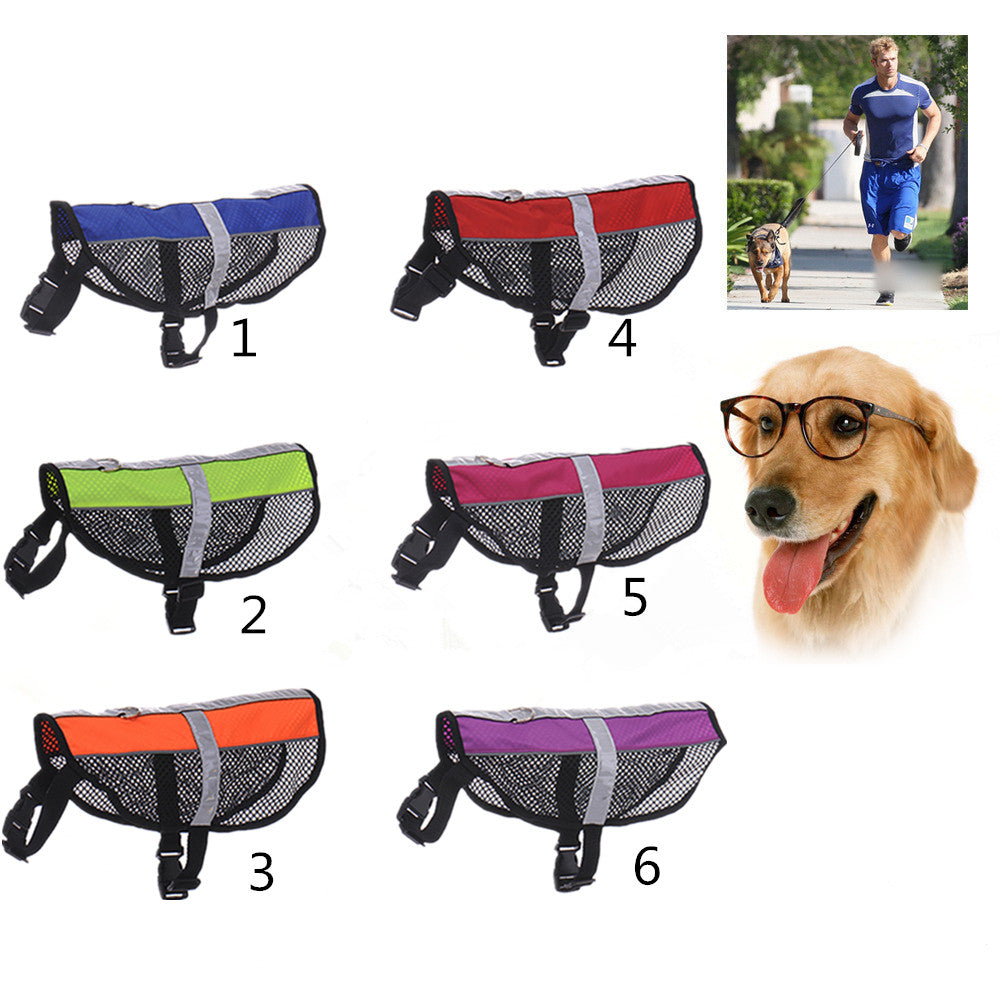 Reflective Mesh Dog Chest Harness Strap Training Walk Collar Vest Purple L