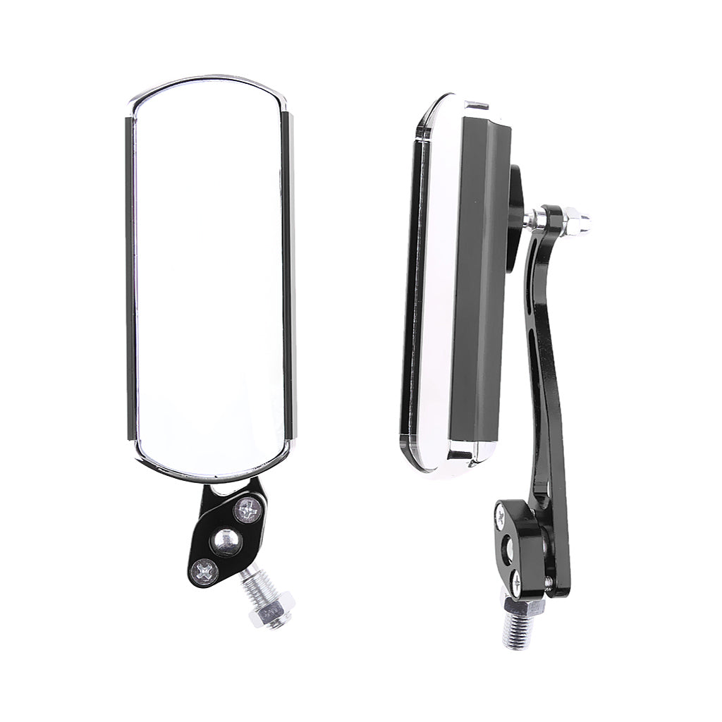 Pair Universal Motorcycle Rectangle Rear View Side Mirrors Chrome Black