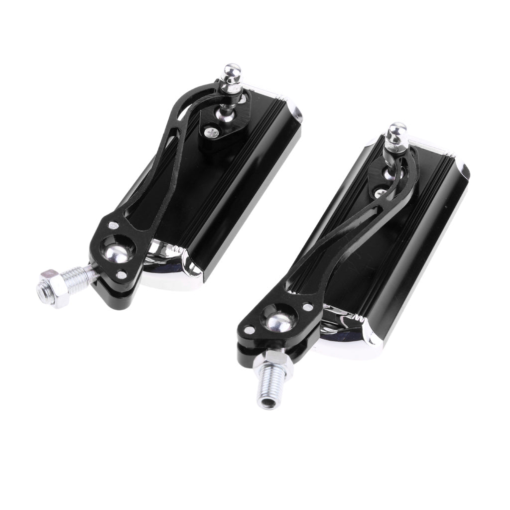 Pair Universal Motorcycle Rectangle Rear View Side Mirrors Chrome Black